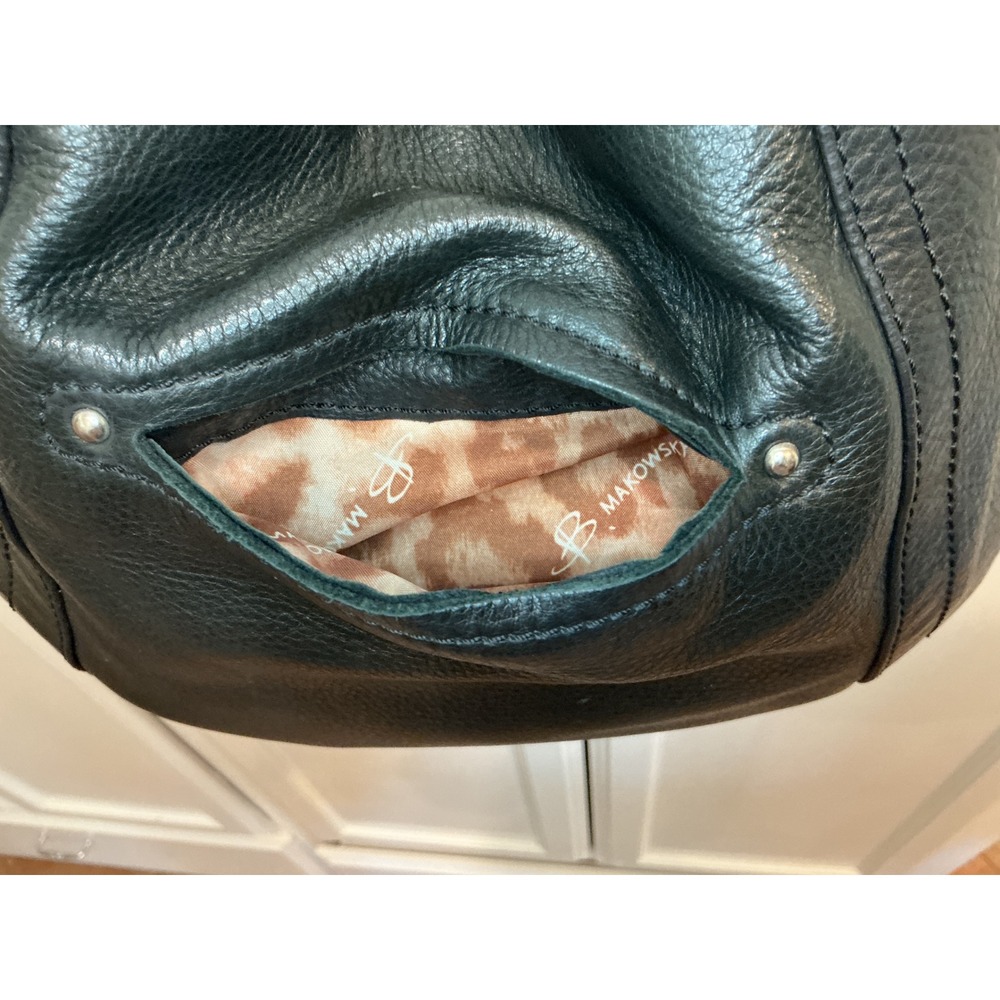 B Makowsky‎ Black Leather Hobo Shoulder Bag Purse - Picture 7 of 16